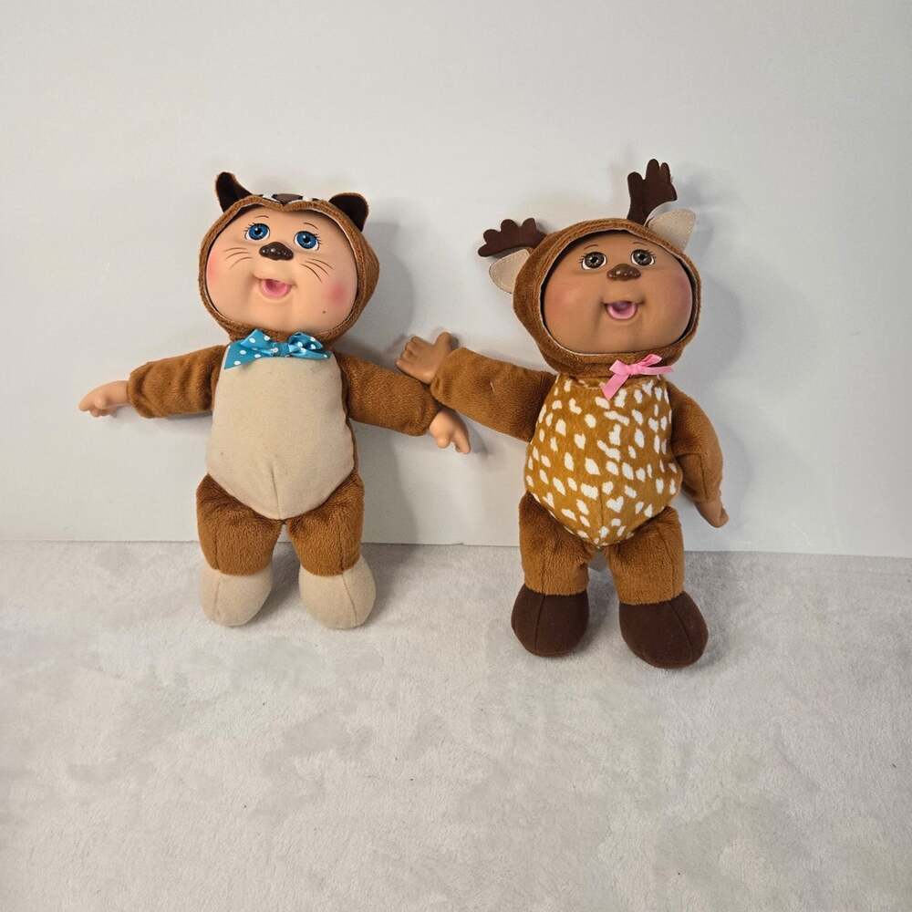 Cabbage Patch Kids Cuties Woodland Friends Plush Dolls Lot of 2 Pre-Owned